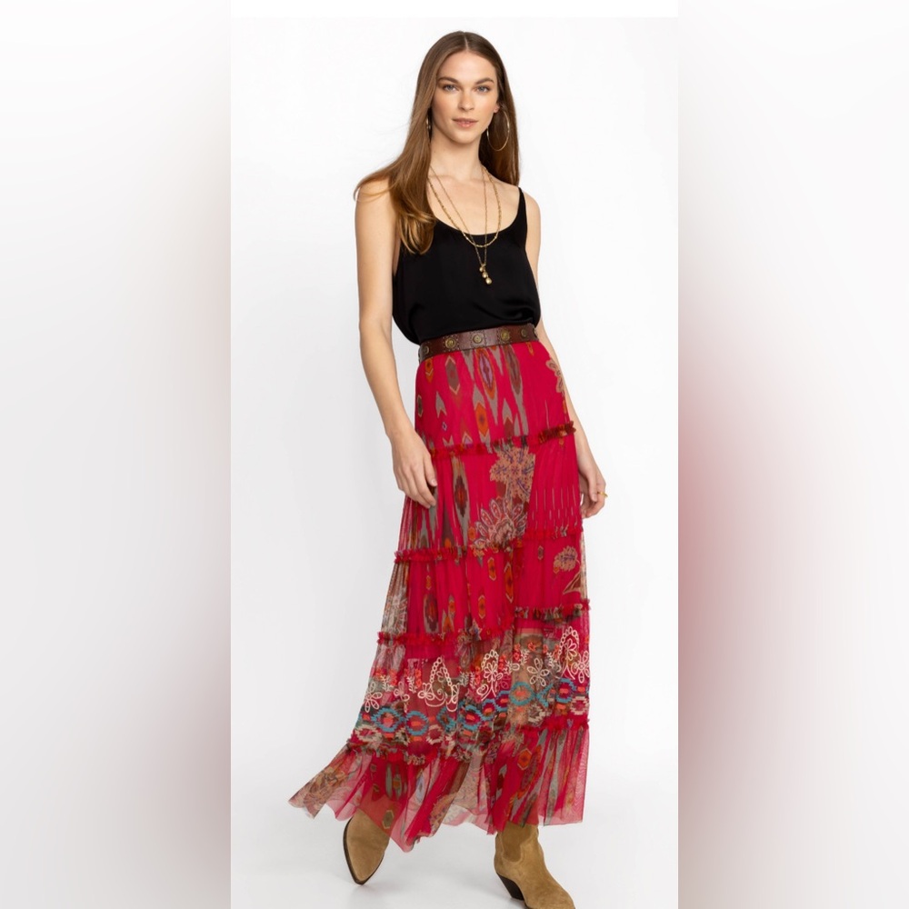 Bohemian Red Maxi Skirt